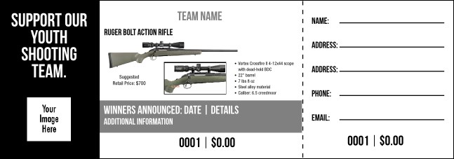 Ruger Bolt Action Rifle Raffle Ticket V2 Product Front