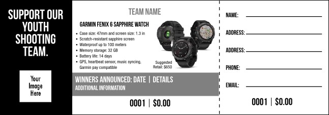 Garmin Fenix 6 Sapphire Watch Raffle Ticket V2 Product Front