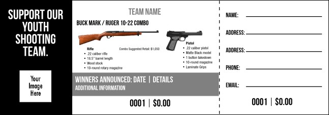 Buck Mark / Ruger 10-22 Combo Raffle Ticket V2 Product Front