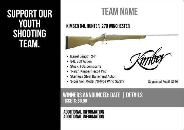 Kimber 84L Hunter .270 Winchester Postcard V2 Product Front