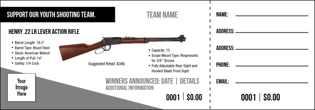 Henry .22 LR Lever Action Rifle Raffle Ticket V1 Product Front