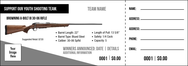Browning A-Bolt III 30-06 Rifle Raffle Ticket V1 Product Front