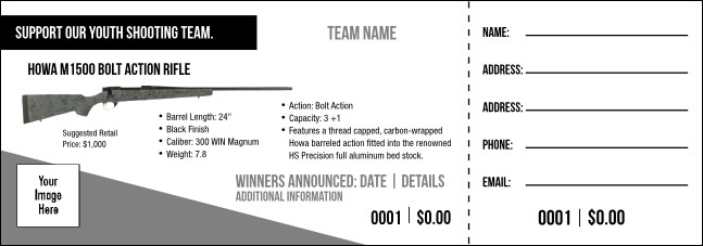 Howa M1500 Bolt Action Rifle Raffle Ticket  V1 Product Front