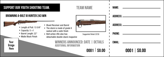 Browning A-Bolt III Hunter 243 Win Raffle Ticket V1 Product Front
