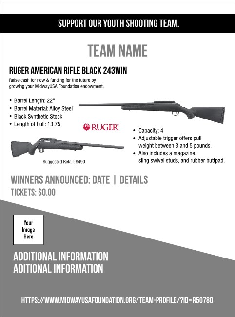 Ruger American Rifle Black 243Win Flyer V1 Product Front