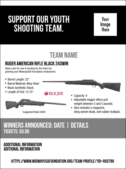 Ruger American Rifle Black 243Win Flyer V2 Product Front