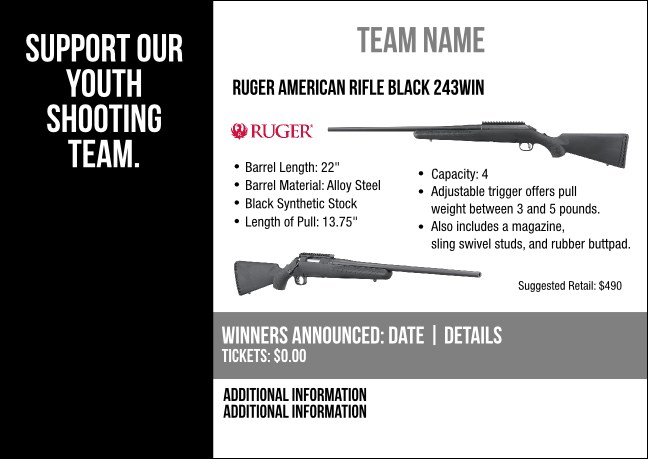 Ruger American Rifle Black 243Win Postcard V2 Product Front