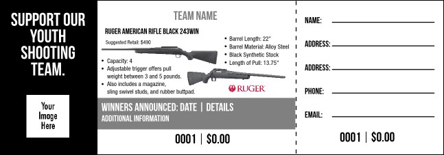 Ruger American Rifle Black 243Win Raffle Ticket V2 Product Front