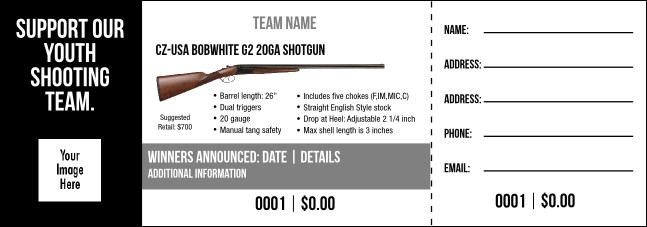 CZ-USA Bobwhite G2 20ga Shotgun Raffle Ticket V2 Product Front