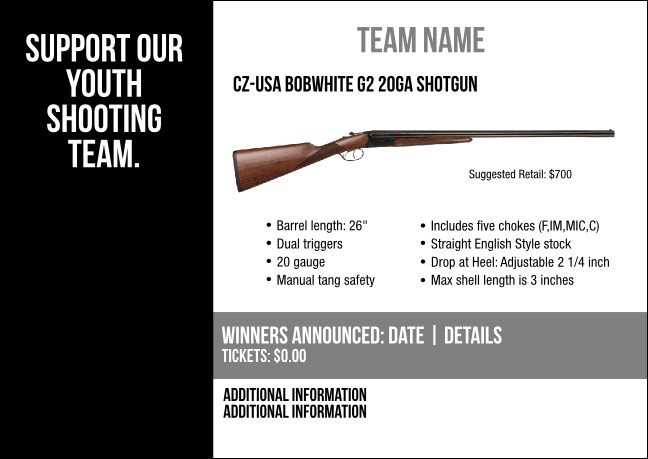 CZ-USA Bobwhite G2 20ga Shotgun Postcard V2 Product Front