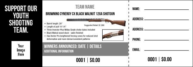Browning Cynergy CX Black Walnut 12ga Shotgun Raffle Ticket V2 Product Front
