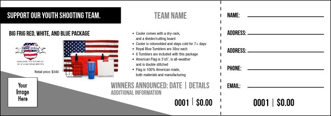 Big Frig Red, White, and Blue Package Raffle Ticket V1 Product Front