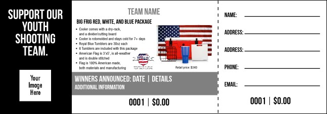 Big Frig Red, White, and Blue Package Raffle Ticket V2 Product Front