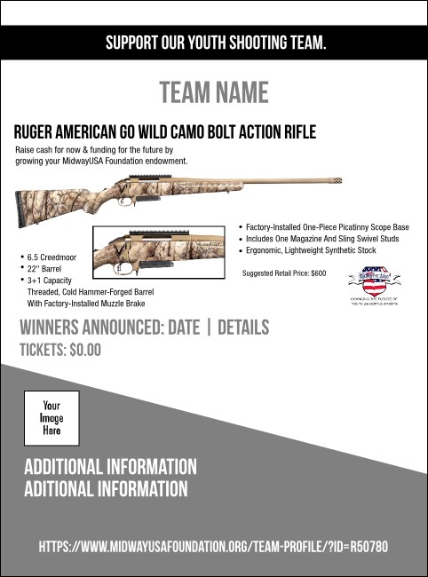 Ruger American Go Wild Camo Bolt Action Rifle Flyer V1 Product Front