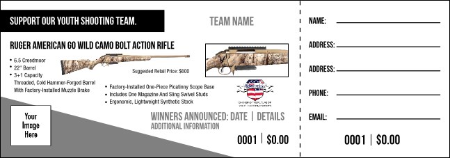 Ruger American Go Wild Camo Bolt Action Rifle Raffle Ticket V1 Product Front