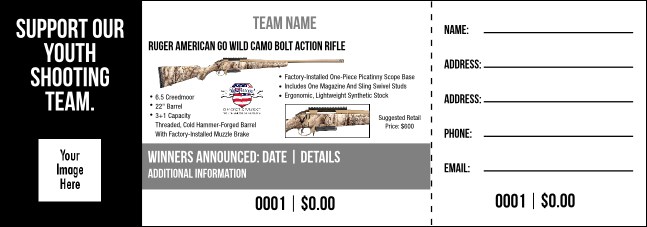 Ruger American Go Wild Camo Bolt Action Rifle Raffle Ticket V2 Product Front