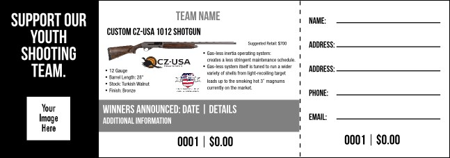 Custom CZ-USA 1012 Shotgun Raffle Ticket V2 Product Front