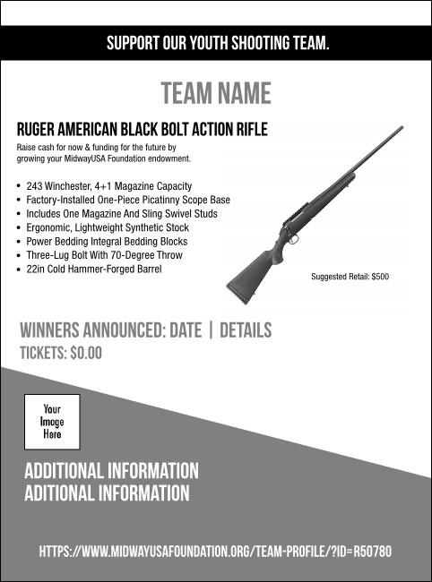Ruger American Black Bolt Action Rifle Flyer V1 Product Front