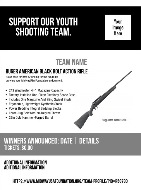 Ruger American Black Bolt Action Rifle Flyer V2 Product Front