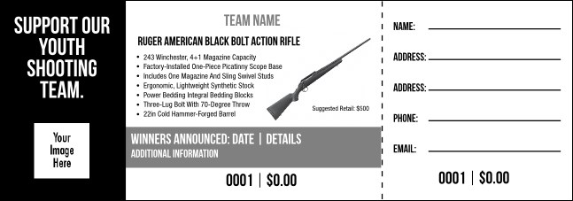 Ruger American Black Bolt Action Rifle Raffle Ticket V2 Product Front
