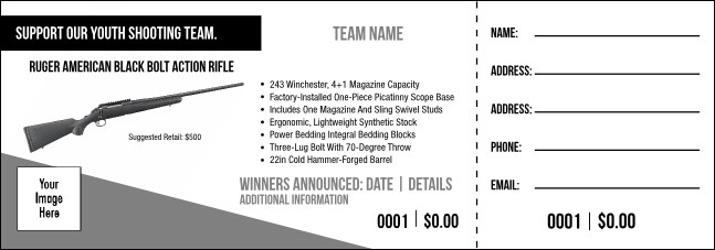 Ruger American Black Bolt Action Rifle Raffle Ticket V1 Product Front