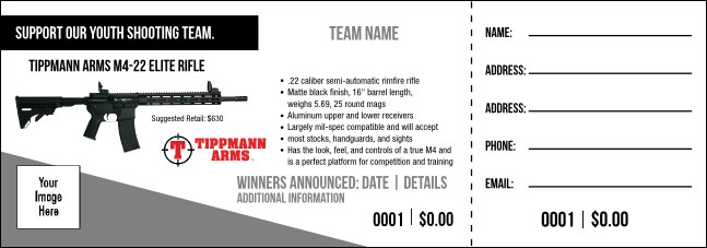 Tippmann Arms M4-22 Elite Rifle Raffle Ticket V1 Product Front