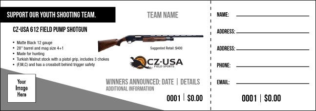 CZ-USA 612 Field Pump Shotgun Raffle Ticket V1 Product Front