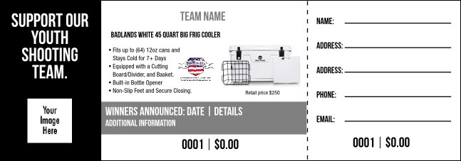Badlands White 45 Quart Big Frig Cooler Raffle Ticket V2 Product Front