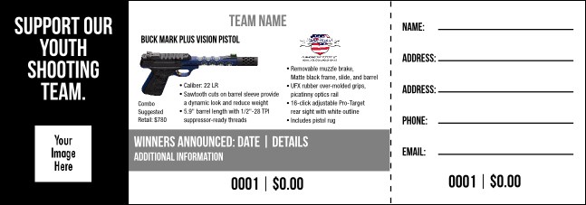 Buck Mark Plus Vision Pistol Raffle Ticket V2 Product Front