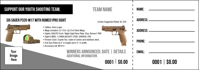 SIG SAUER P320-M17 with Romeo1Pro Sight Raffle Ticket V1 Product Front