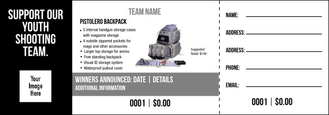 Pistolero Backpack Raffle Ticket V2 Product Front