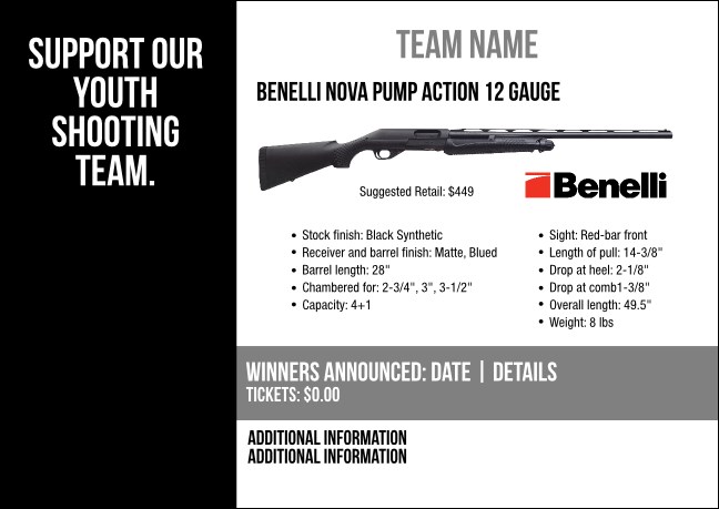 Benelli Nova Pump Action 12 Gauge Postcard V2 Product Front
