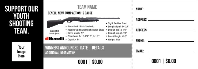 Benelli Nova Pump Action 12 Gauge Raffle Ticket V2 Product Front
