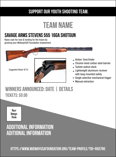 Savage Arms Stevens 555 16ga Shotgun Flyer V1 Product Front