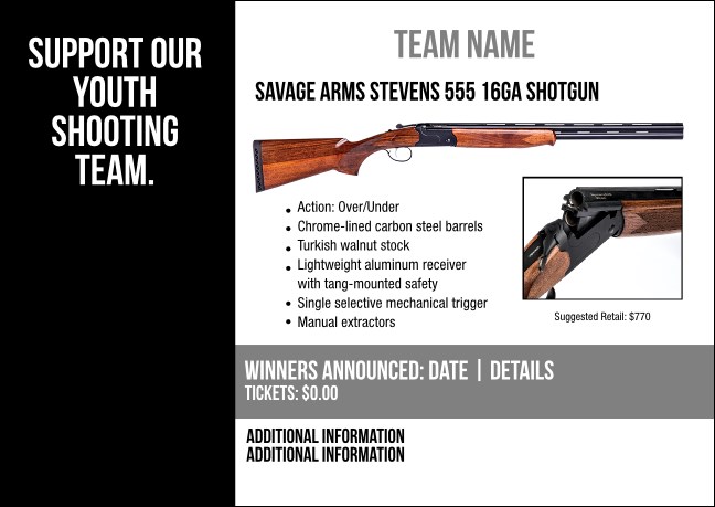 Savage Arms Stevens 555 16ga Shotgun Postcard V2 Product Front