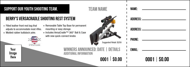 Berry's VersaCradle Shooting Rest System Raffle Ticket V1 Product Front