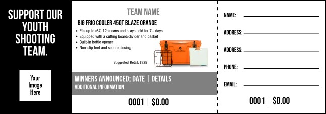 Big Frig Cooler 45qt Blaze Orange Raffle Ticket V2 Product Front