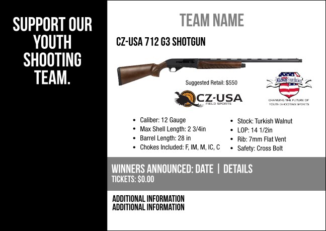 CZ-USA 712 G3 Shotgun Postcard V2 Product Front