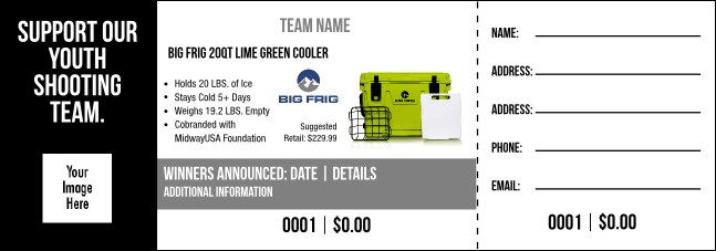 Big Frig 20qt Lime Green Cooler Raffle Ticket V2 Product Front