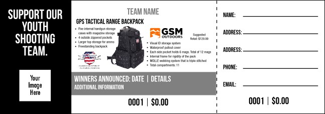 GPS Tactical Range Backpack Raffle Ticket V2 Product Front