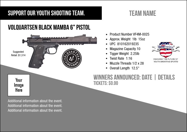 Volquartsen Black Mamba 6" Pistol Postcard V1 Product Front