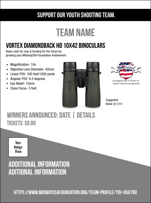 Vortex Diamondback HD 10x42 Binoculars Flyer V1 Product Front
