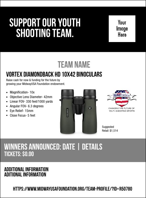 Vortex Diamondback HD 10x42 Binoculars Flyer V2 Product Front