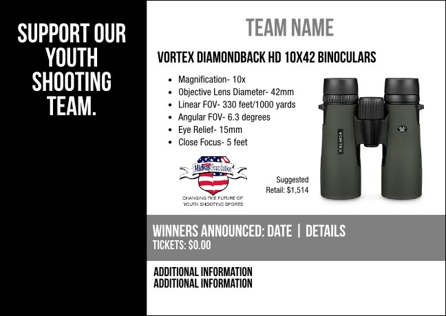 Vortex Diamondback HD 10x42 Binoculars Postcard V2 Product Front