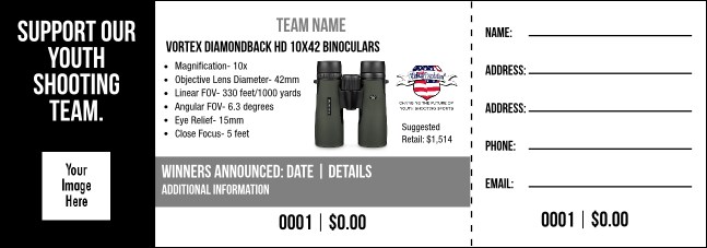 Vortex Diamondback HD 10x42 Binoculars Raffle Ticket V2 Product Front