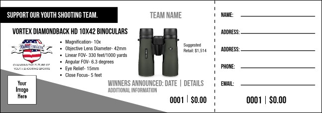 Vortex Diamondback HD 10x42 Binoculars Raffle Ticket V1 Product Front