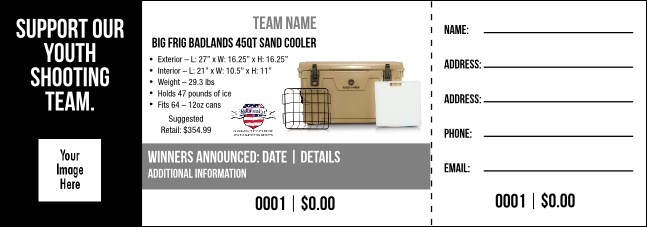 Big Frig Badlands 45qt Sand Cooler Raffle Ticket V2 Product Front