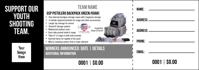 GSP Pistolero Backpack Green/Khaki Raffle Ticket V2 Product Front
