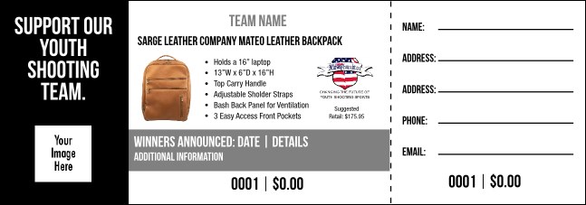 Sarge Leather Company Mateo Leather Backpack Raffle Ticket V2 Product Front