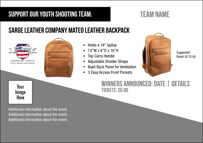 Sarge Leather Company Mateo Leather Backpack Postcard V1 Product Front